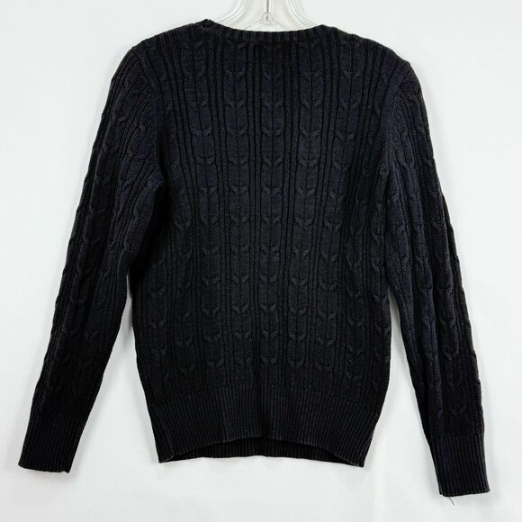 St John's Bay Women's Long Sleeve Cable Knit Sweater Size Small Black - Picture 3 of 16